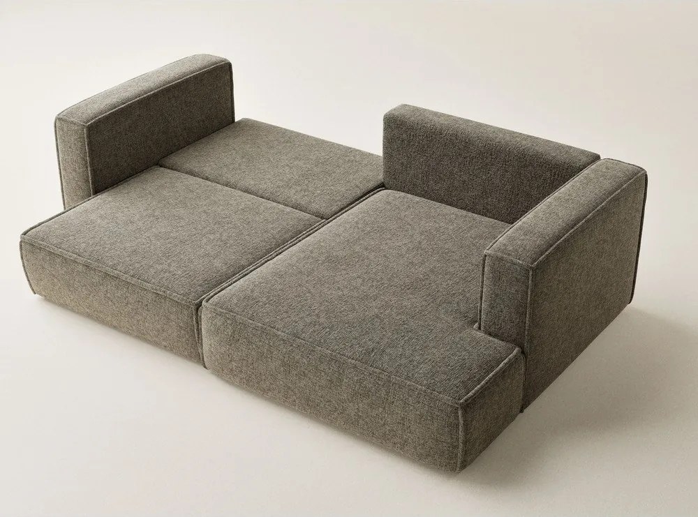 Barna zsenília kinyitható-tárolóhelyes sarokkanapé (jobb oldali-heverő résszel) Velto – Maison de Rêve