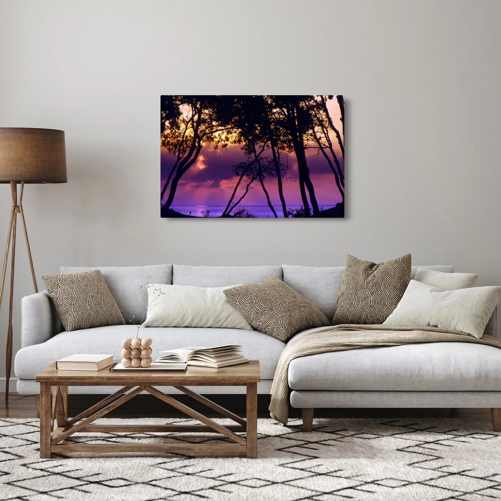 Kép - Fák naplementében (90x60 cm)