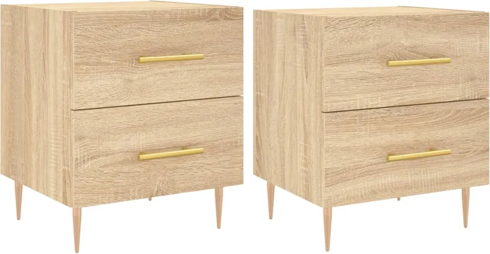 vidaXL 2 db sonoma tölgy színű szerelt fa éjjeliszekrény 40x35x47,5 cm