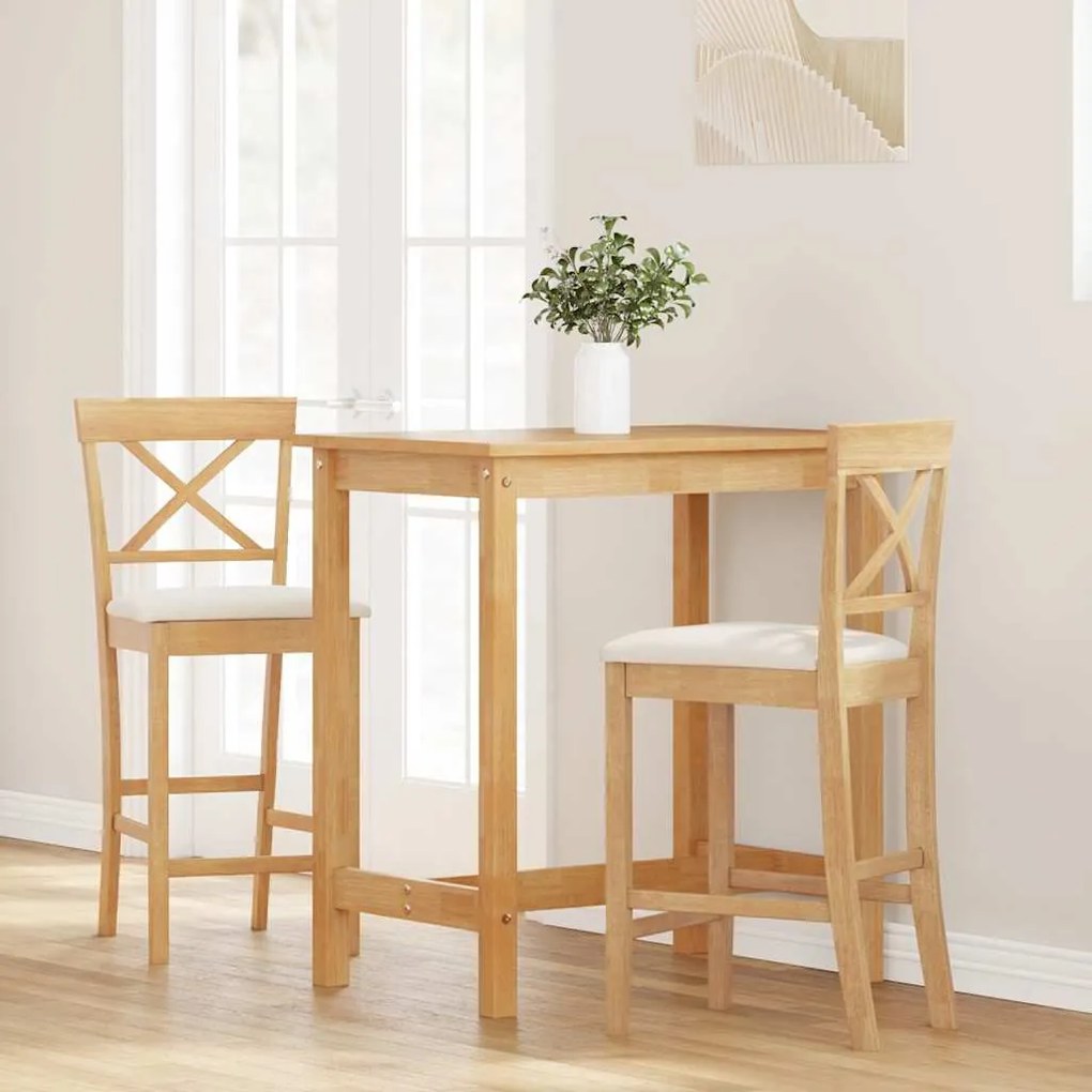 2 db természetes tömörfa gumiból bárszékek párnákkal