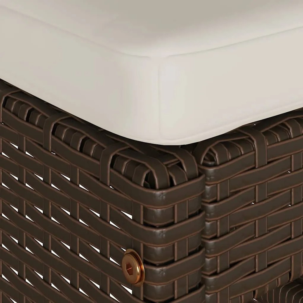 2 db barna polyrattan kerti bárszék párnával
