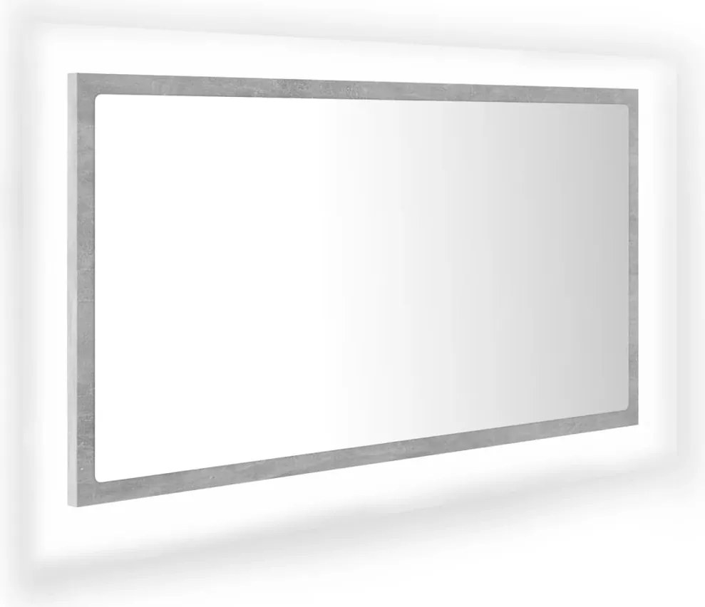 vidaXL betonszürke akril LED-es fürdőszobatükör 80x8,5x37 cm