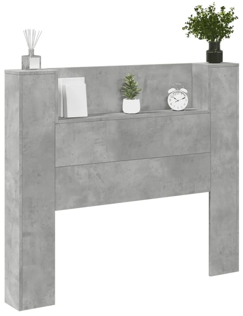 betonszürke áthidalószekrény LED-világítással 120x16,5x103,5 cm