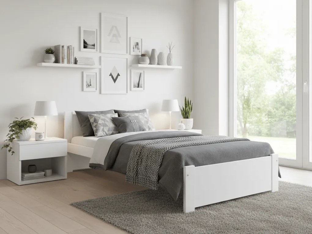 IKAROS ágy 90 x 200 cm, fehér Ágyrács: Léces ágyrács, Matrac: Deluxe 10 cm matrac