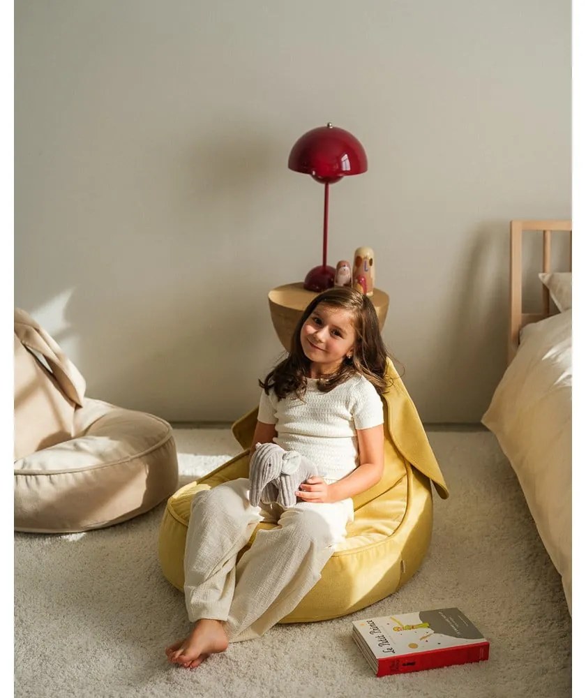 Sárga bársony gyerek babzsákfotel Bunny – Wigiwama