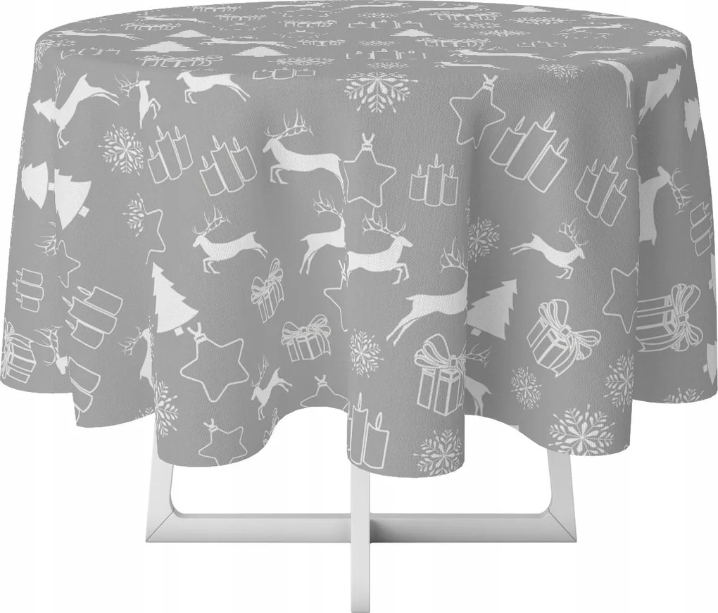 Abrosz Dekoratív Kör 140 Mintás Szürke Rénszarvasok