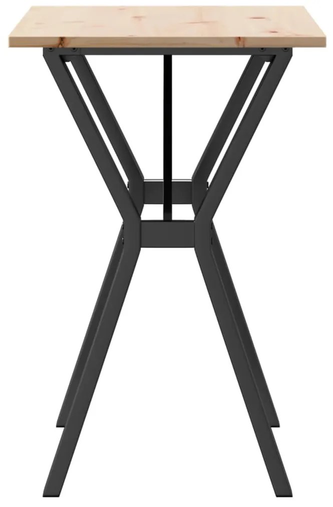 tömör fenyőfa és acél étkezőasztal Y-vázzal 80x50x75 cm