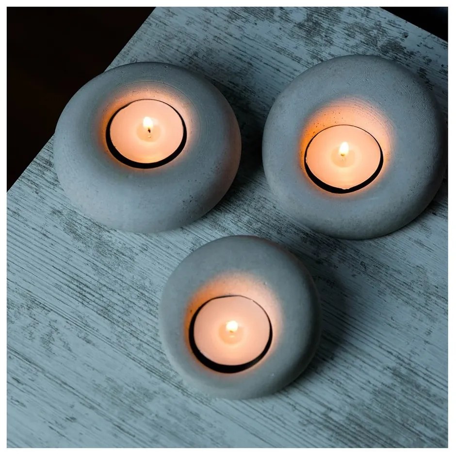 Beton gyertyatartó készlet 3 db-os Donut – Mioli Decor