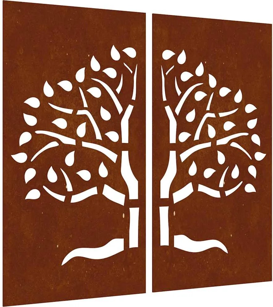 vidaXL 2 db famintás corten acél kerti faldísz 105 x 55 cm