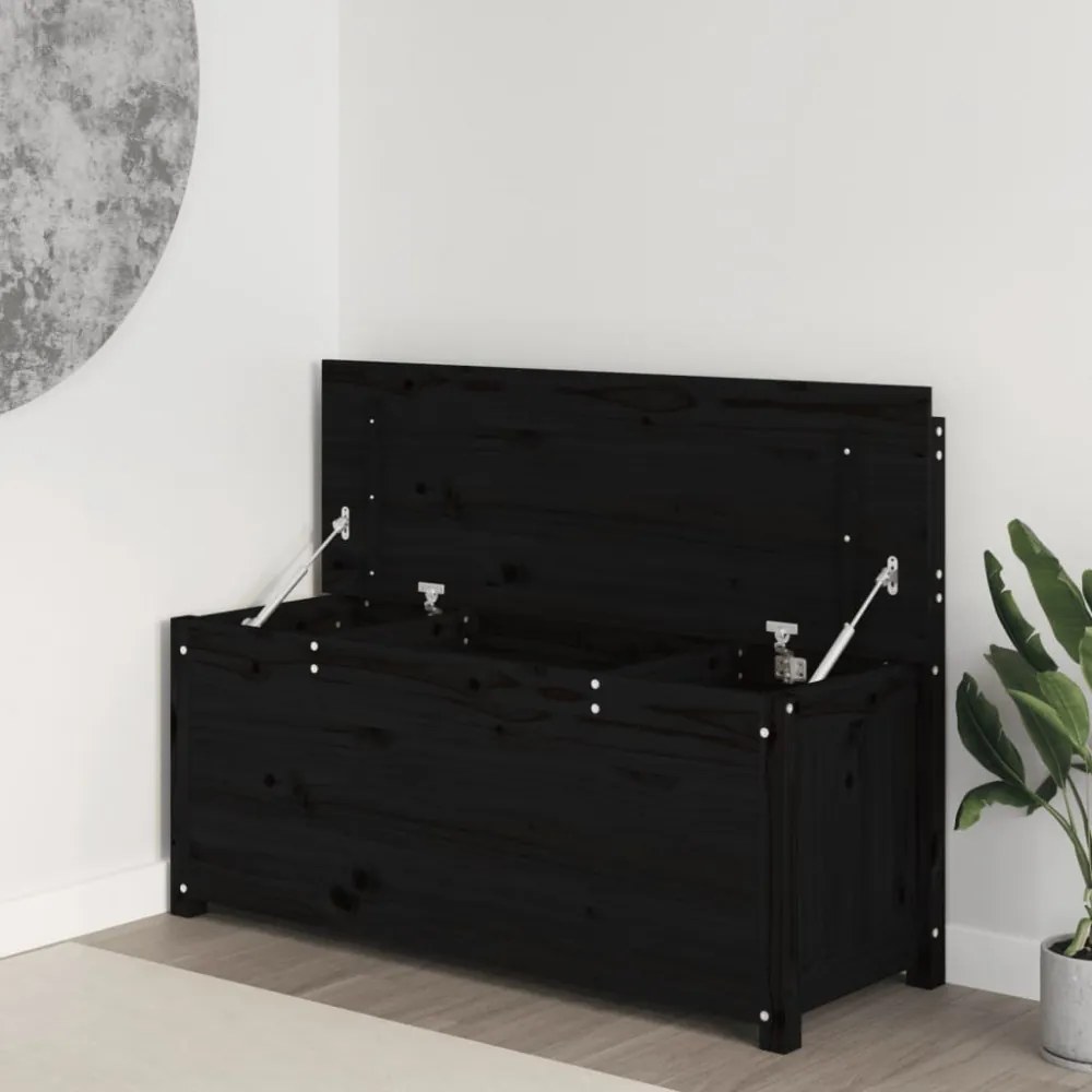 fekete tömör fenyőfa pad 110 x 41 x 76,5 cm