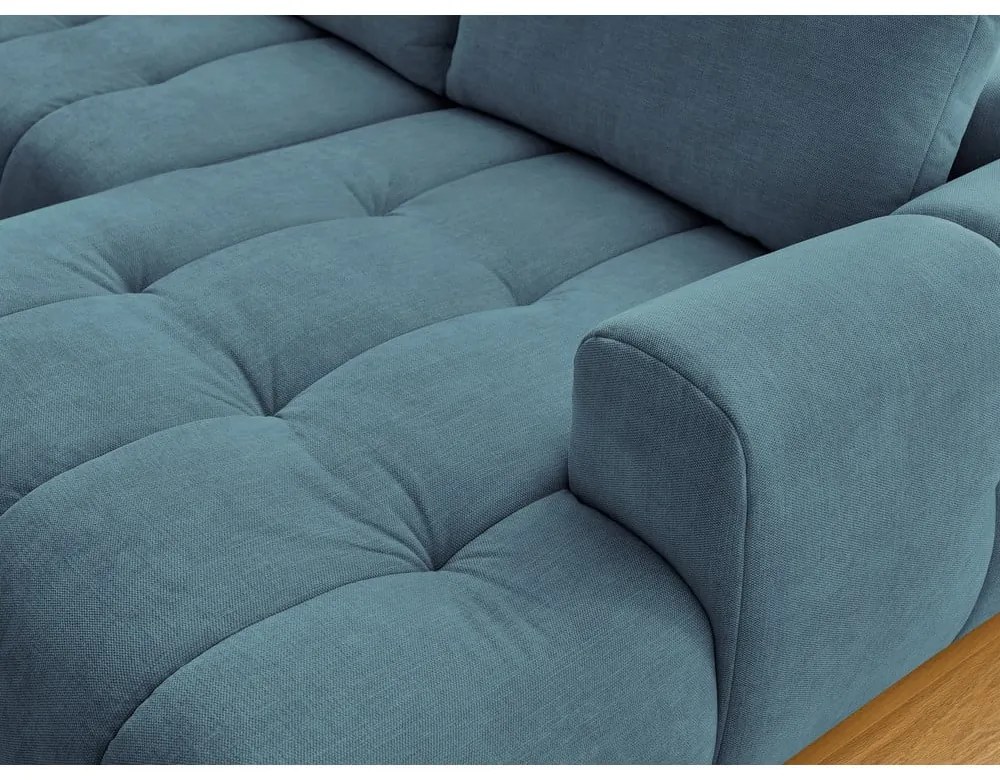 Kék kinyitható-tárolóhelyes sarokkanapé (bal oldali-U alakú) Fuji – Bobochic Paris