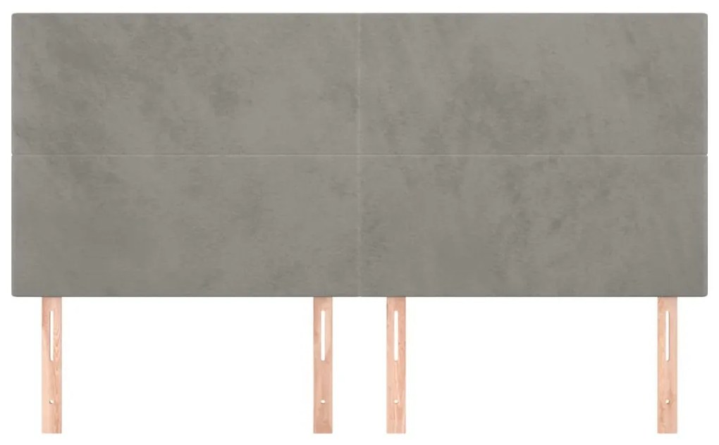 4 db világosszürke bársony fejtámla 80 x 5 x 78/88 cm