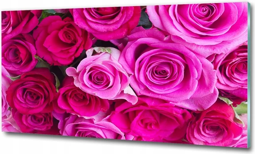 Fotó üvegkép Rózsaszín rózsacsokor 100x70