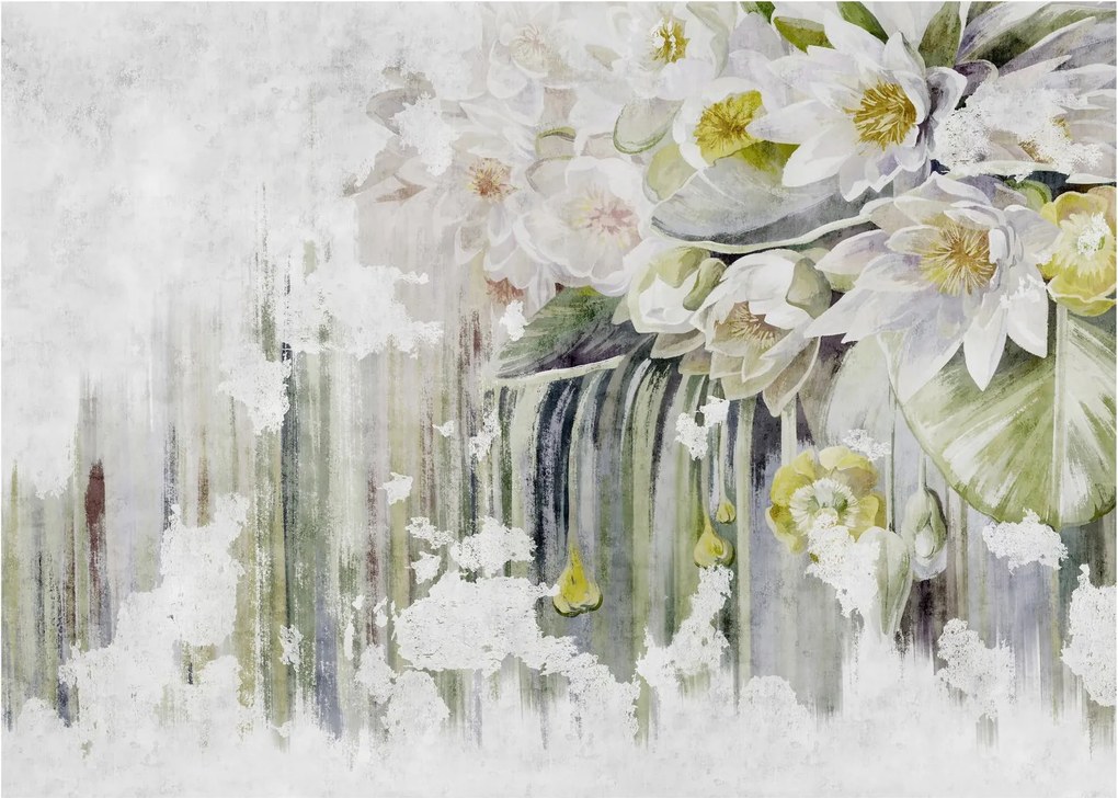 Kép - Fehér virágok, vintage (70x50 cm)