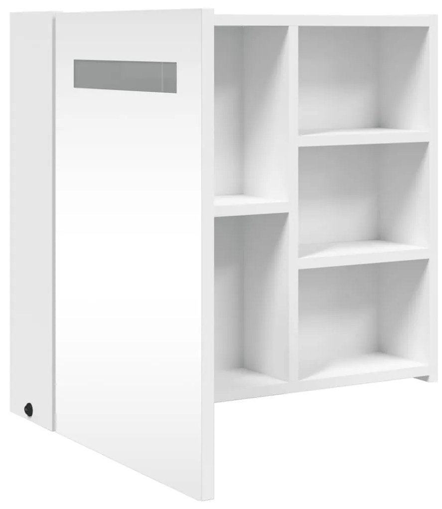 fehér tükrös fürdőszobaszekrény LED-del 60 x 13 x 52 cm