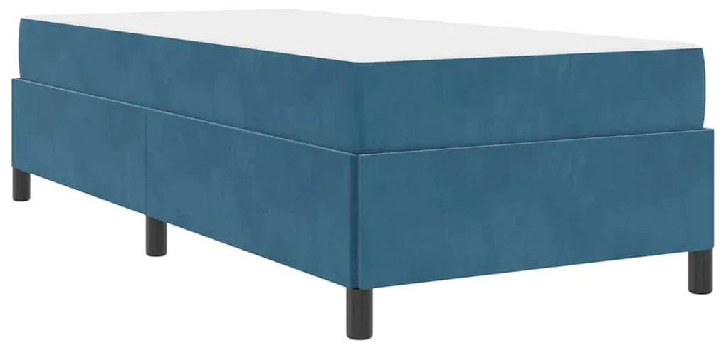 Ágykeret matracmal Sötétkék és fehér 90 x 190 cm Bársony