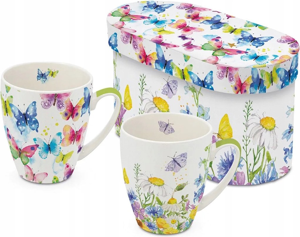 Porcelán Bögrék Ppd Pillangók és réti virágok Bögre szett x 2 db