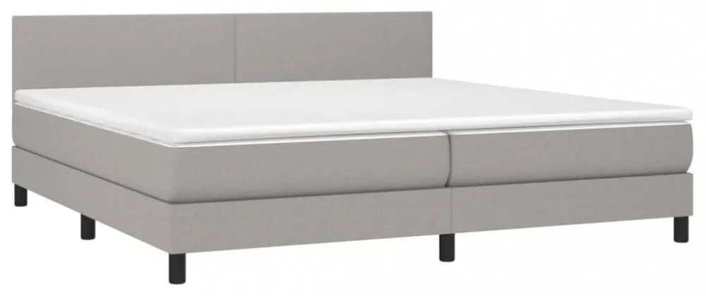 világosszürke szövet rugós és LED-es ágy matraccal 200x200 cm