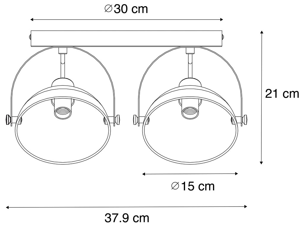 Ipari mennyezeti lámpa fekete arannyal 2-lámpás állítható - Magnax