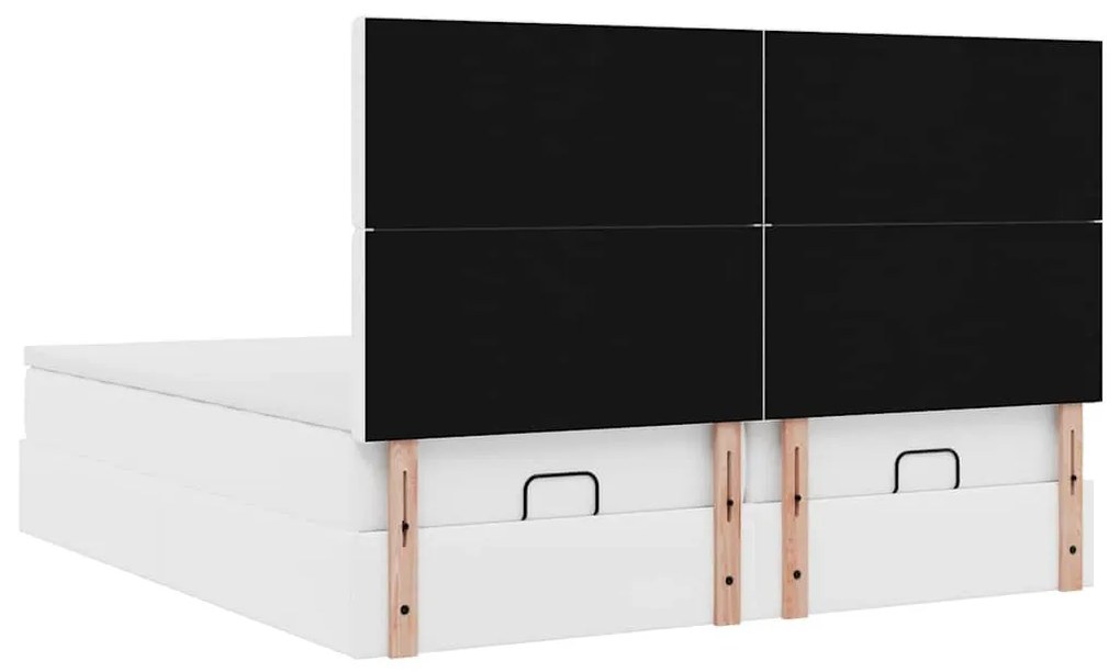 Ottomán ágykeret matracokkal tiszta fehér 180x200cm műbőrrel