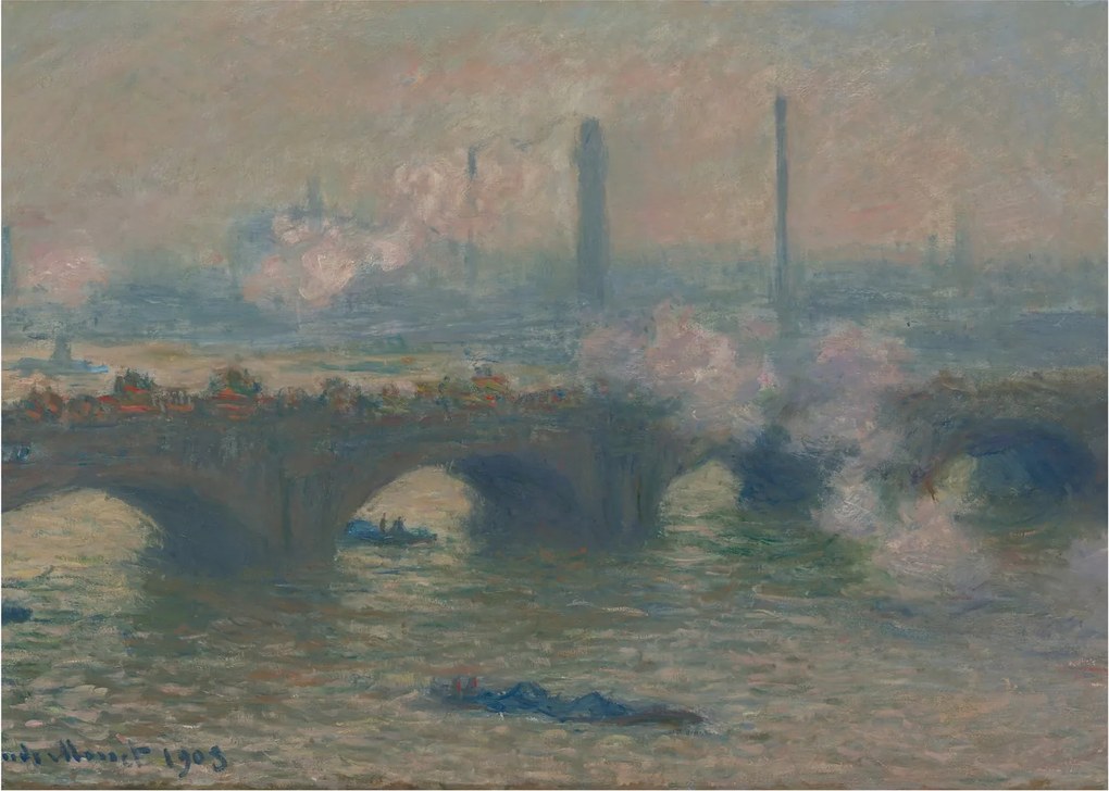 Üveg kép - Claude Monet, Waterloo Bridge, Gray Day, reprodukciók (70x50 cm)