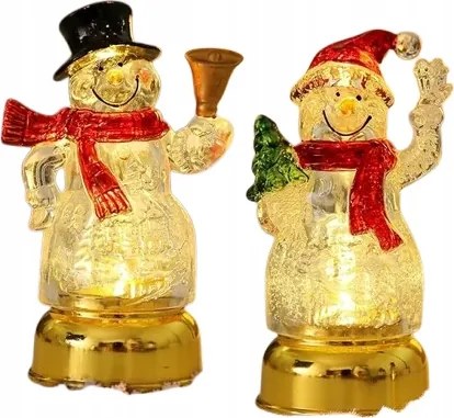 Karácsonyi dekoráció figura világító Led hóemberek 2 db-os szett