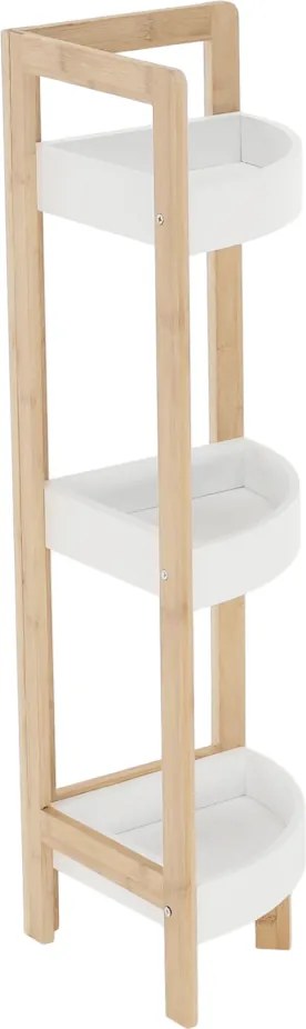 Sarokpolc, fehér/természetes bambusz, FONG