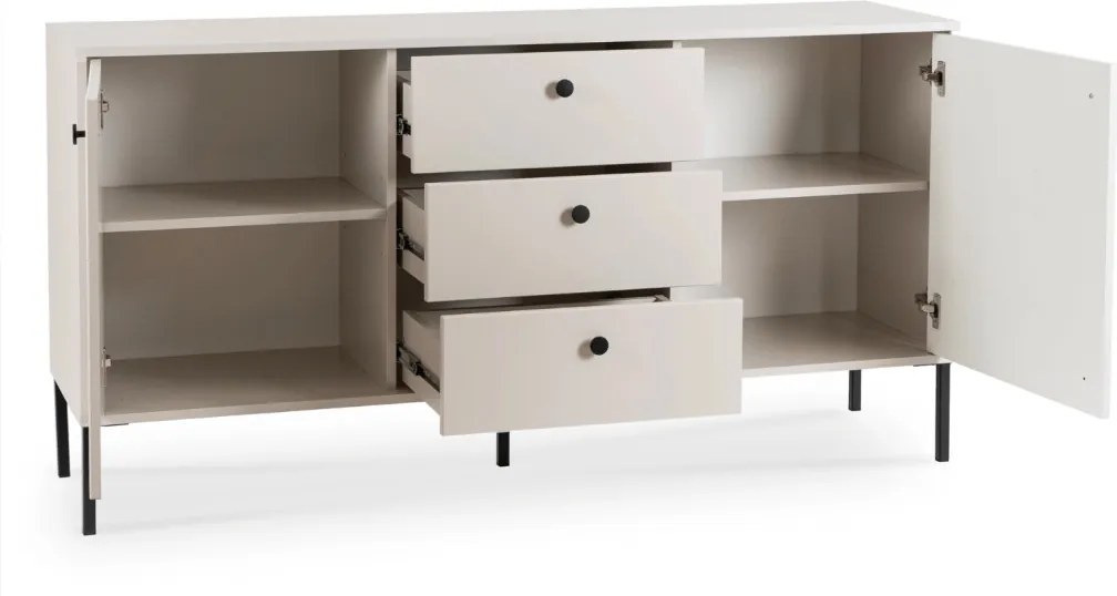 Kétajtós komód fiókokkal 154 cm kasmír színben bordázott fronttal – SOFT