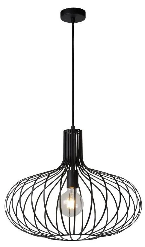 Lucide 78374/50/30 - Függeszték MANUELA 1xE27/60W/230V fekete 50 cm