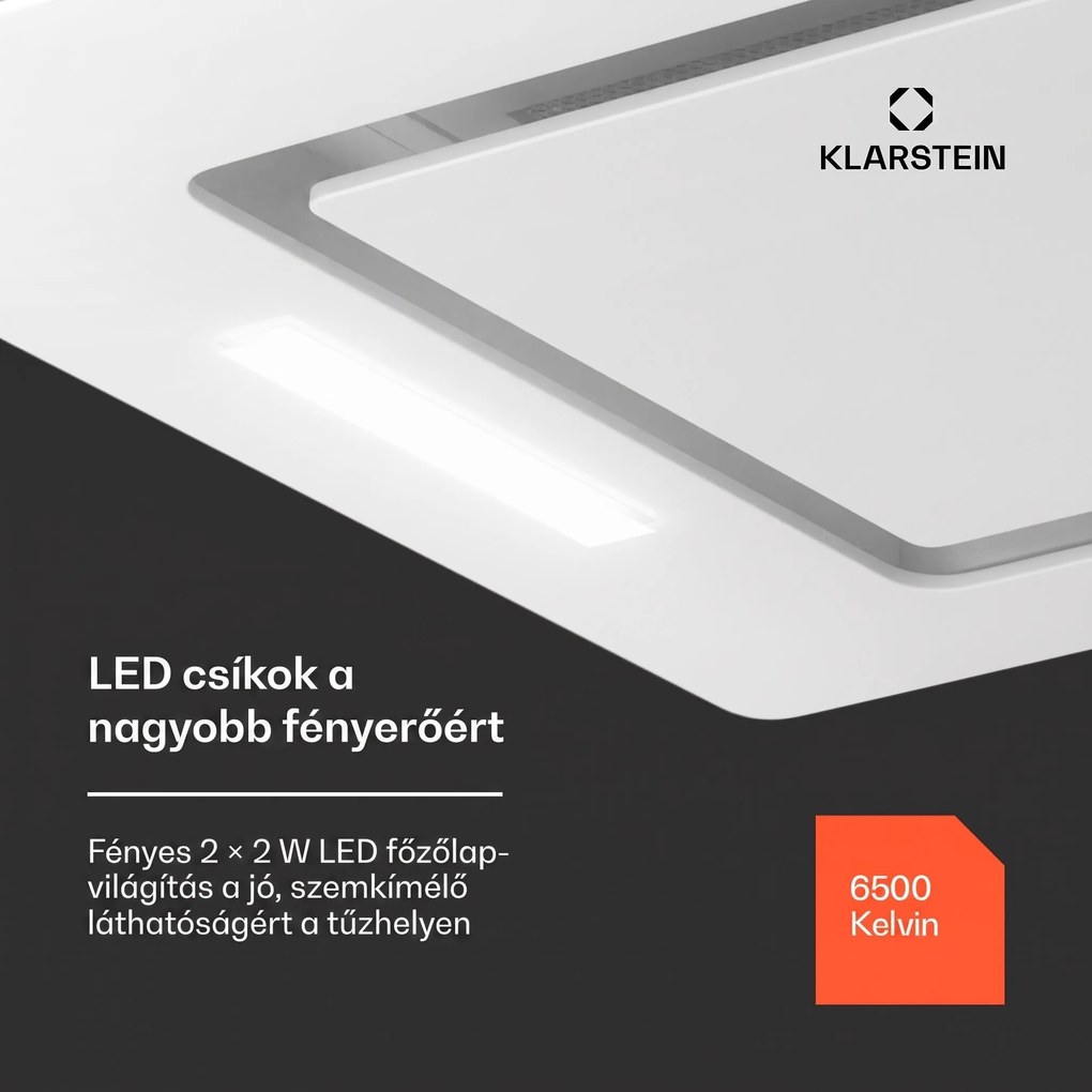 Klarstein Hektor Eco, páraelszívó, 52 cm, 446 m³/ó, érintéses vezérlés, üveg