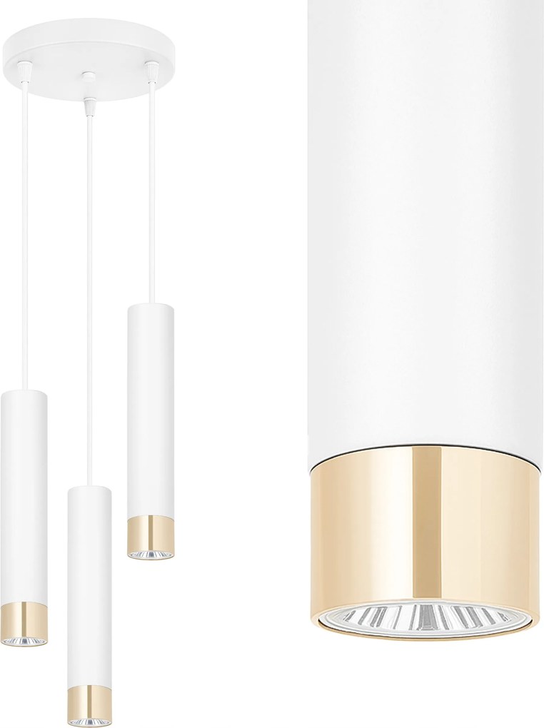 Led Mennyezeti Lámpa Függő Csillár Plafon Tubus Fém Fehér Arany Led GU10