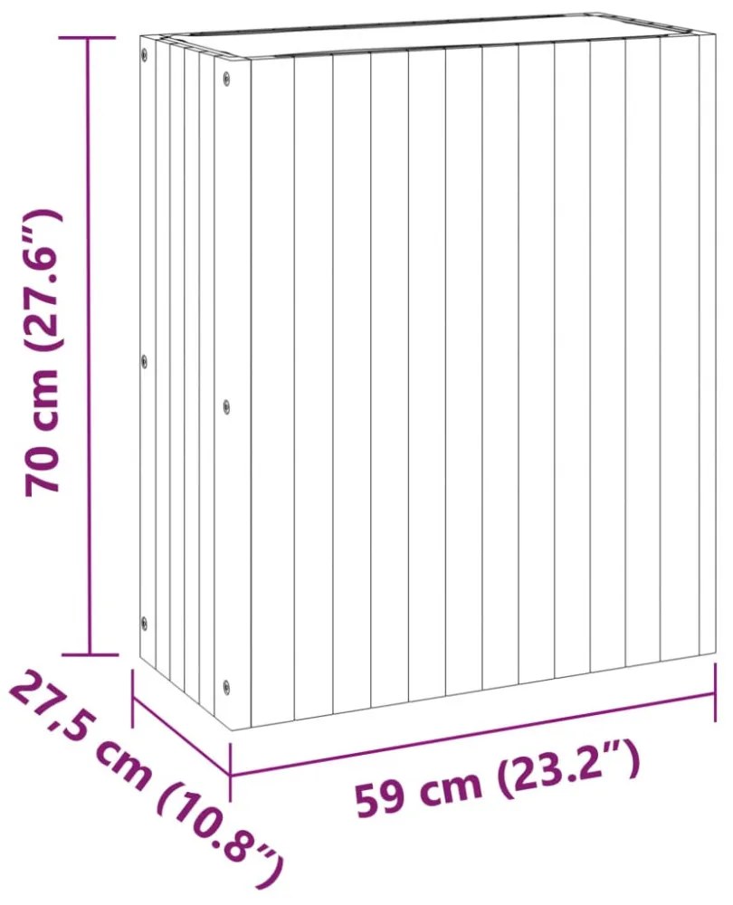 tömör akácfa kerti virágtartó 59x27,5x70 cm