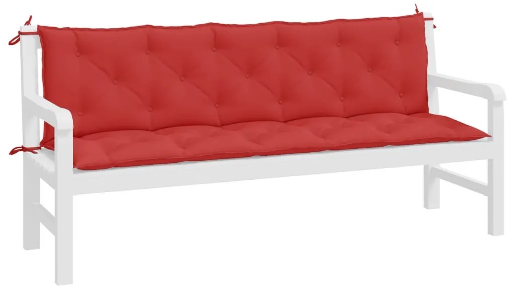 2 db piros oxford szövet kerti padpárna 180 x 50 x 7 cm