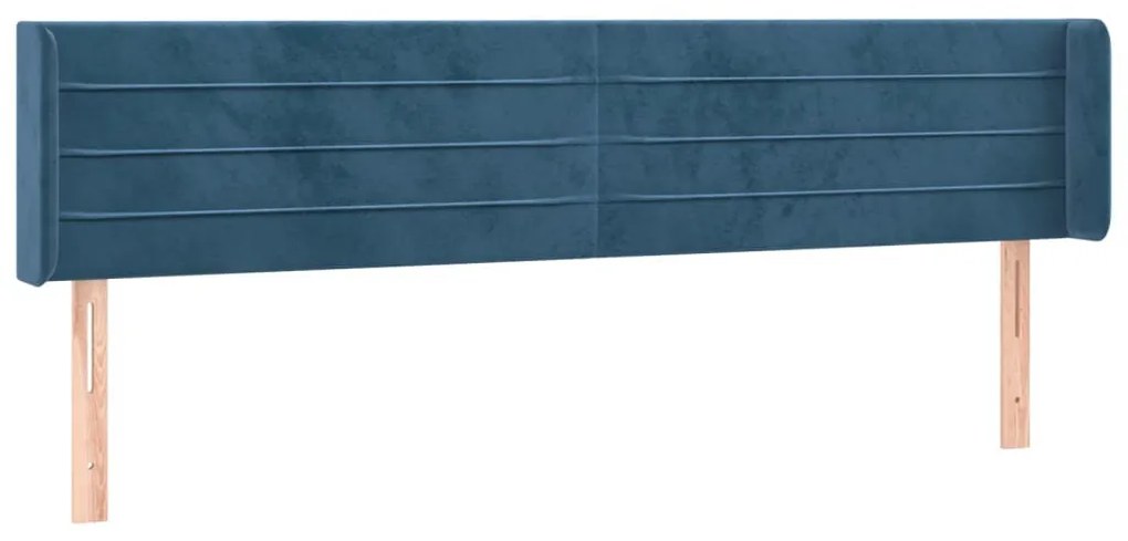 sötétkék bársony LED-es fejtámla 183 x 16 x 78/88 cm