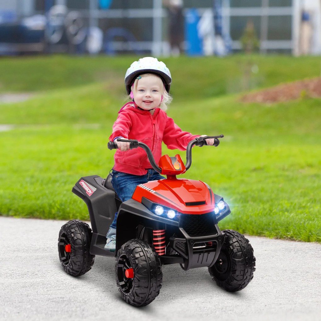 AIYAPLAY 12V Akkumulátoros Gyerek Elektromos Quad 3 Éves Kortól 5 km/h Sebességgel, Fényszórókkal, MP3 Zenével, Előre/Hátra, 30 kg Teherbírással Piros