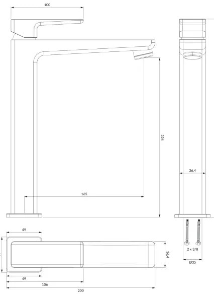 OMNIRES PM7412BL - Mosdócsap PARMA 27,3 cm matt fekete