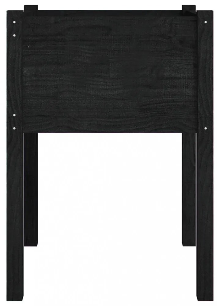 2 db fekete tömör fenyőfa kerti virágtartó 50 x 50 x 70 cm