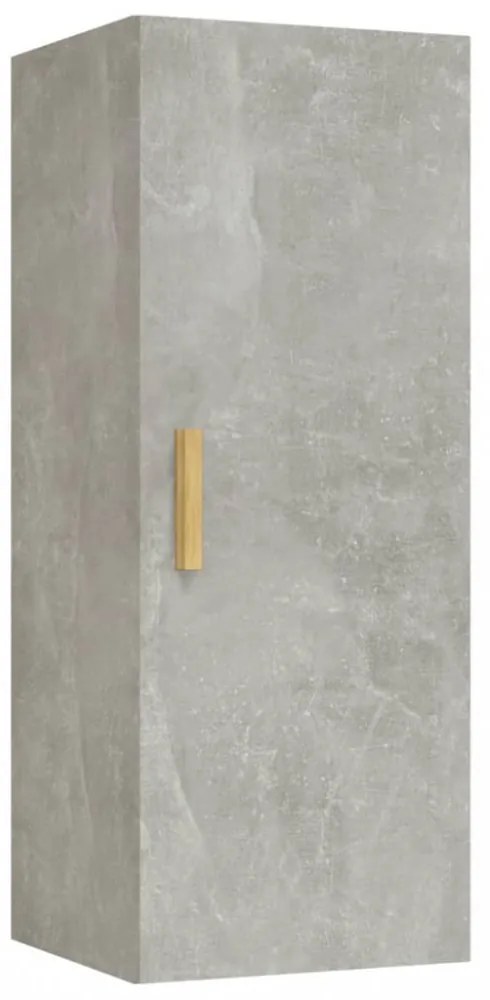 betonszürke szerelt fa faliszekrény 34,5 x 34 x 90 cm