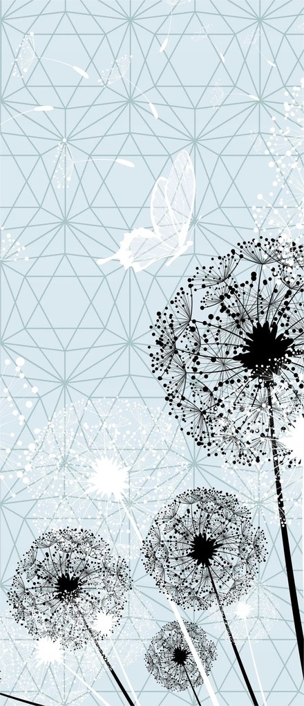 Fotótapéta pitypang absztrakt kék-fekete geometria 91x211 +ragasztó