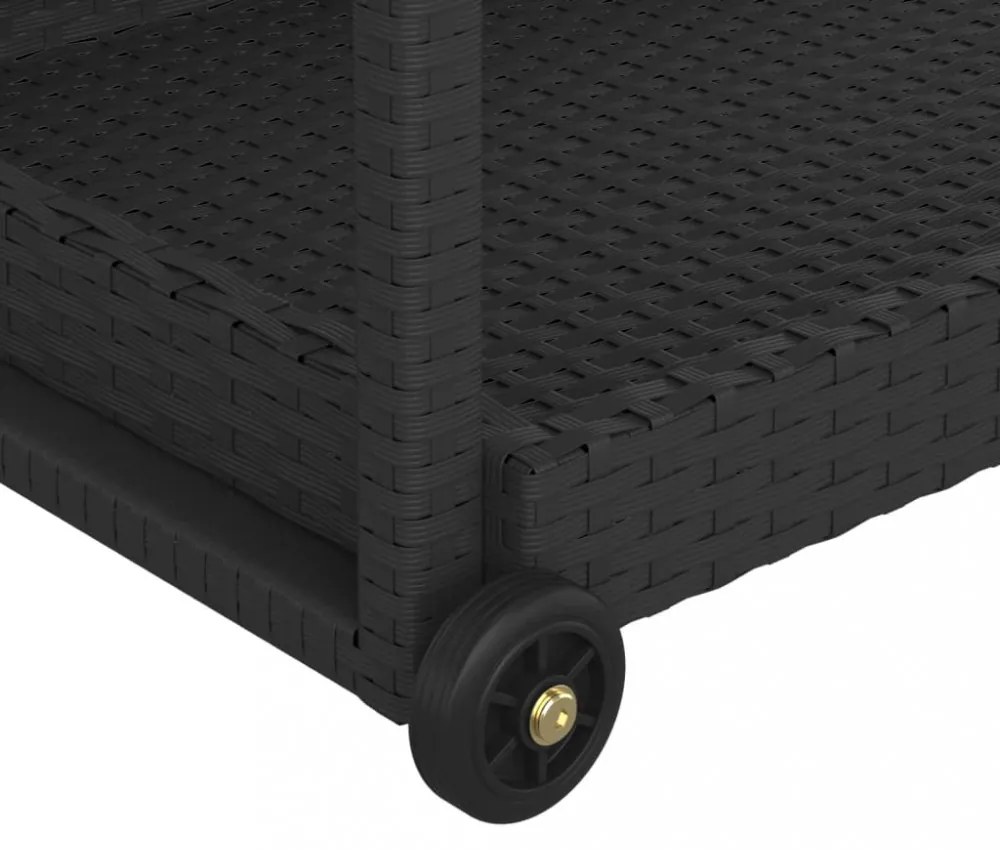 fekete polyrattan bárkocsi 100 x 45 x 83 cm