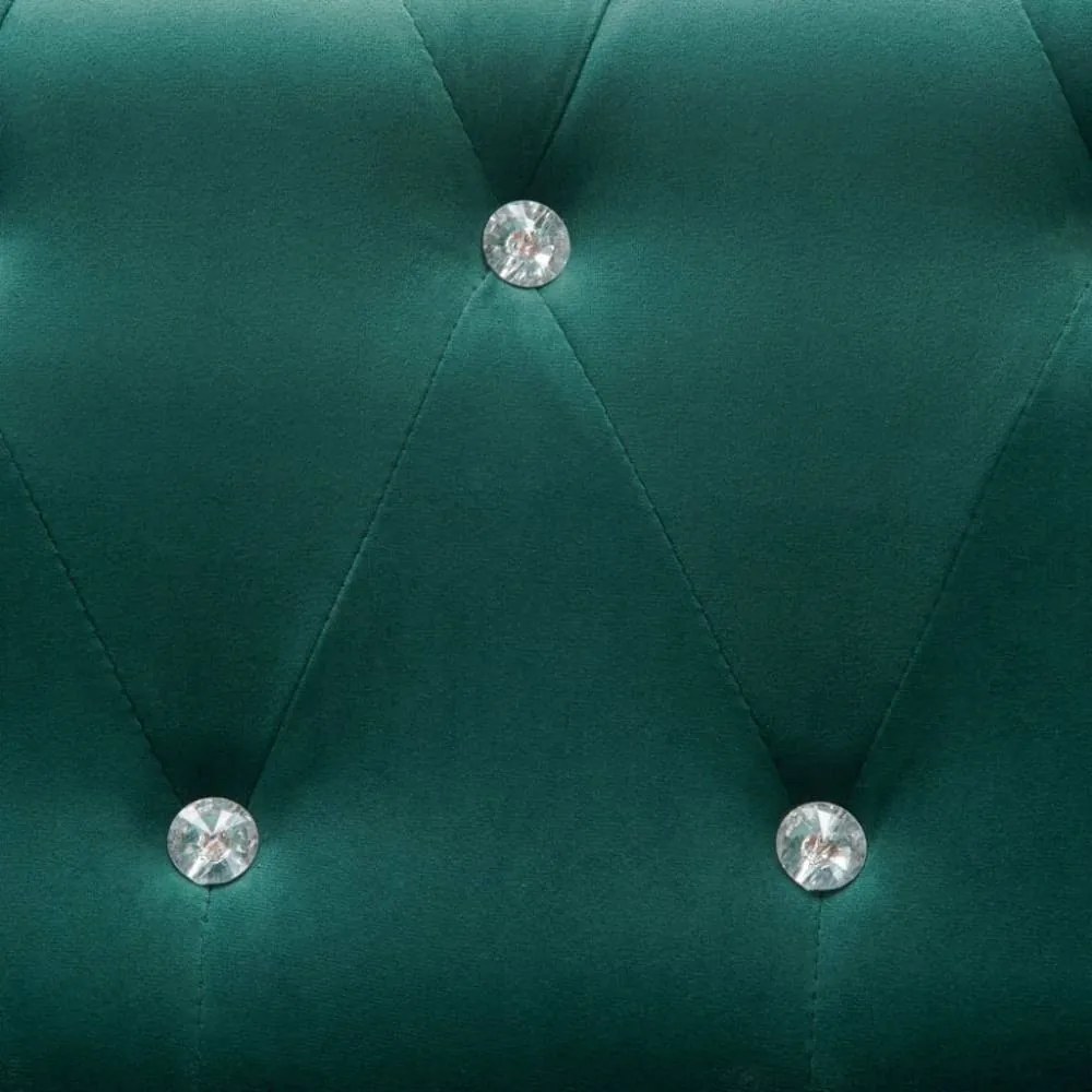 Zöld 2 személyes bársony chesterfield kanapé 146 x 75 x 72 cm