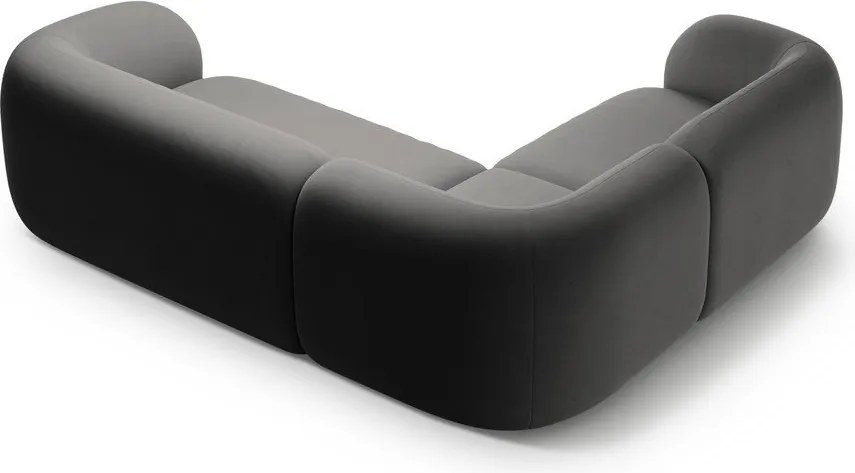 Sötétszürke bársony sarokkanapé (bal oldali-L alakú) Kate – Micadoni