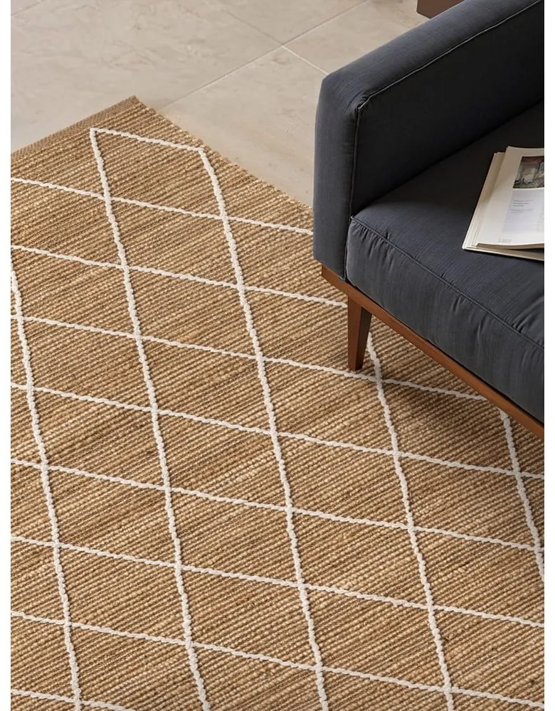 Natúr színű kézi szövésű juta szőnyeg 200x300 cm Kunu – Hanse Home