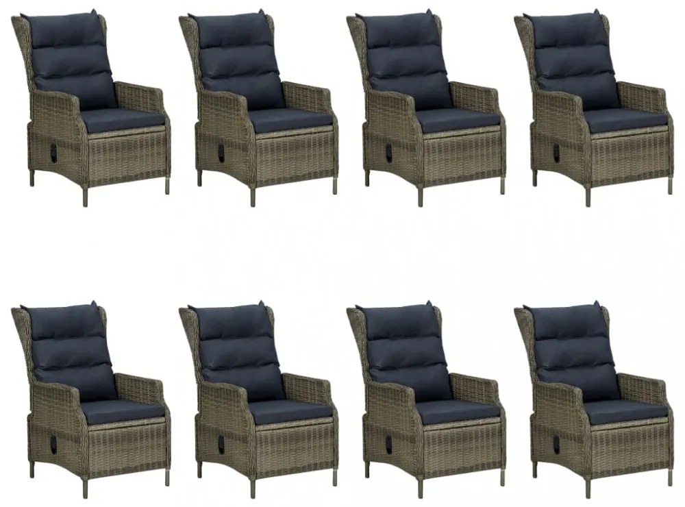 9 részes barna kültéri polyrattan étkezőszett párnákkal