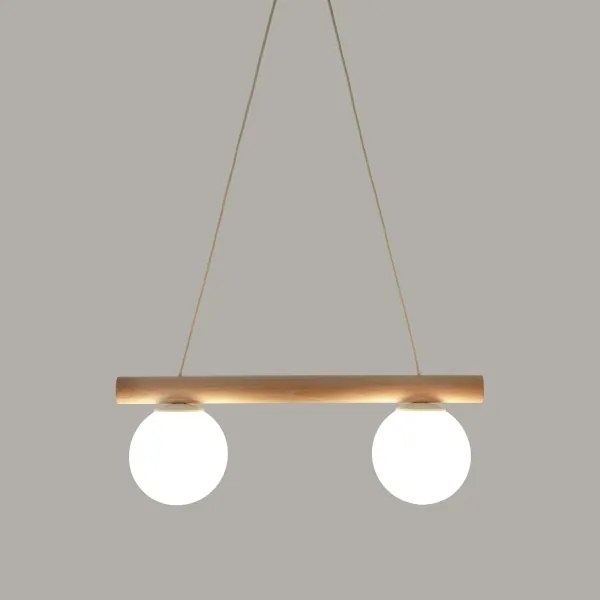 Kábeles függőlámpa WOODSTOCK 2xE27/15W/230V fa/krémszínű