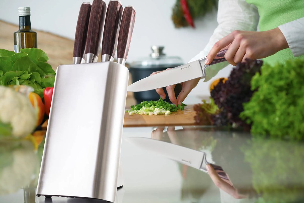 G21 Gourmet Steely 5 darabos késkészlet acél tartóval (60022164)