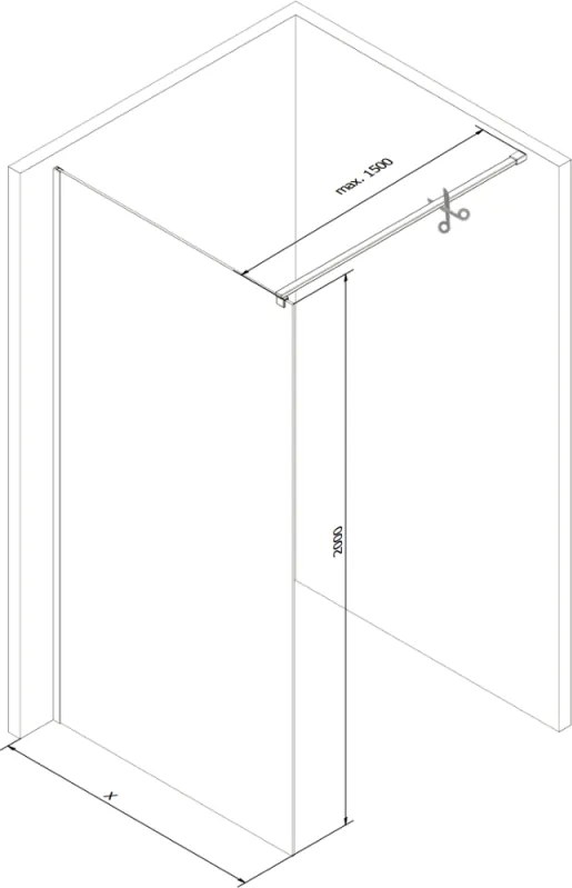 Mexen Kioto zuhanyparaván 100x200 cm 8 mm, króm profil, átlátszó üveg, 800-100-101-01-00
