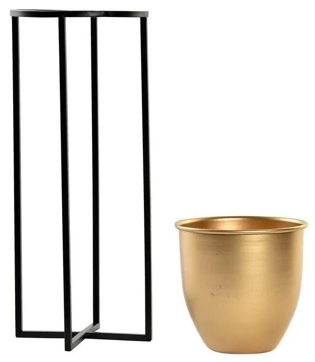Modern fém virágtartó állvány arany fekete 2 db