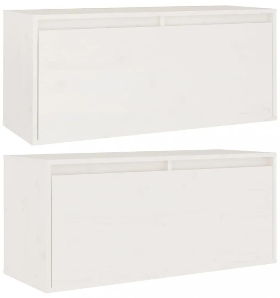 2 db fehér tömör fenyőfa faliszekrény 80 x 30 x 35 cm