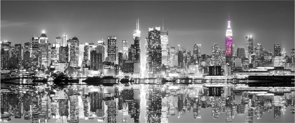 Kép - New York és a lila felhőkarcoló (120x50 cm)